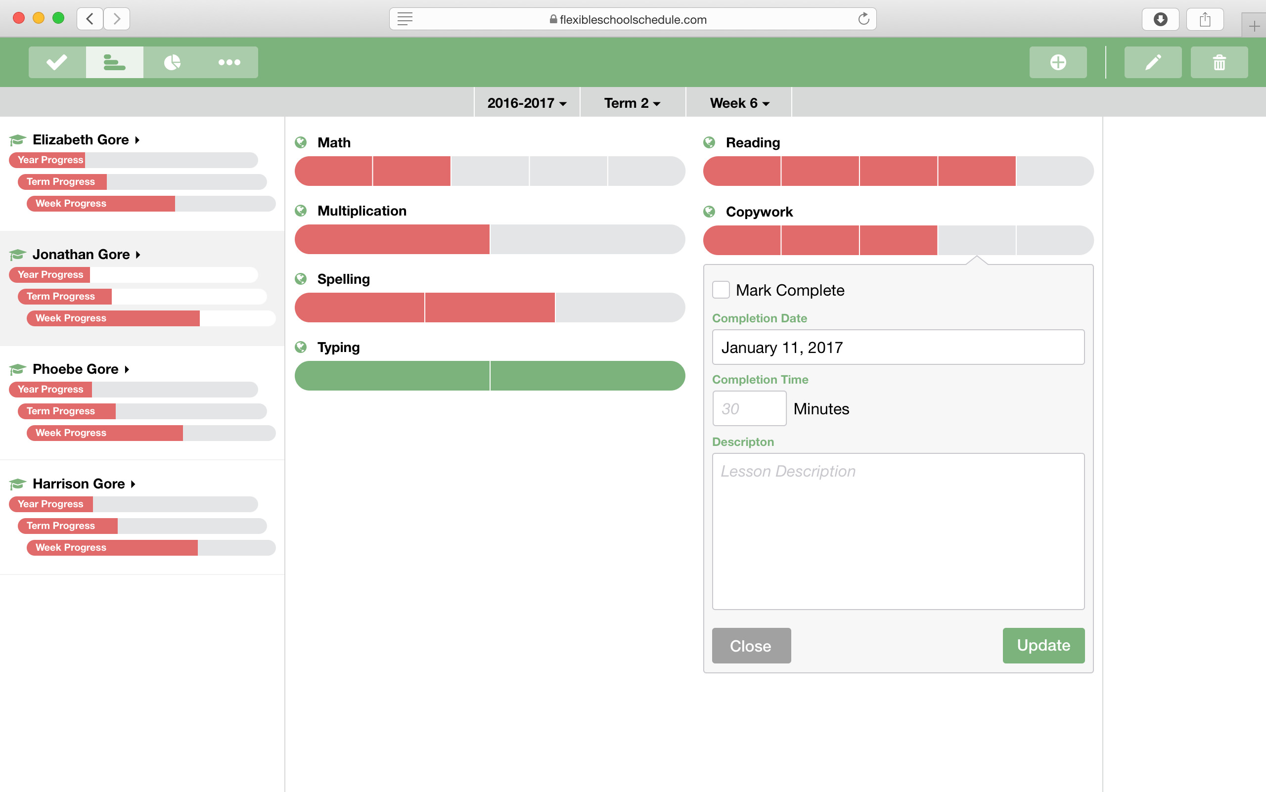 Flexible School Schedule Interface