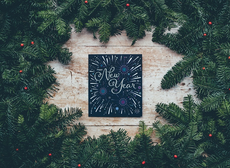 New Year sign in pine branches