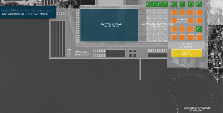 Masterplan Hotel, Appartements, Schwimmhalle, Rechenzentrum, Wohnen